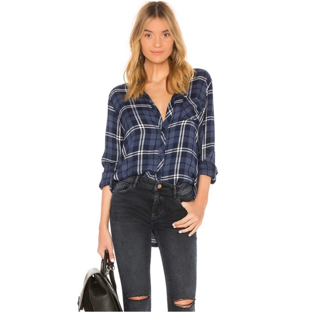 Rails blue plaid top with glitter thread